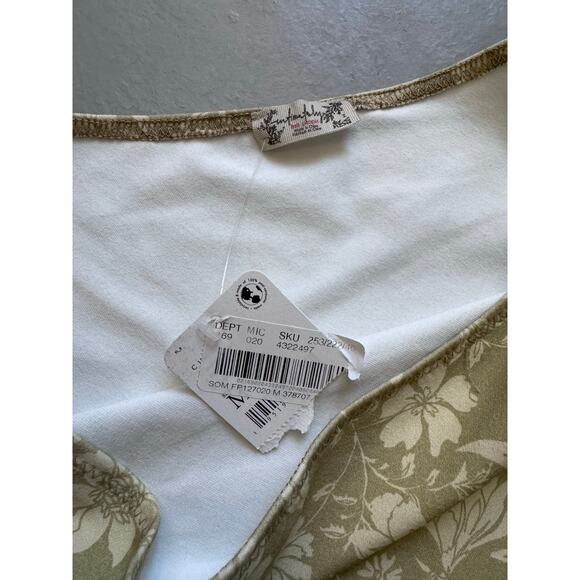 Free People Bohemian  One Shoulder Puff Sleeve Floral Bodysuit Beige Women’s S - Picture 4 of 6